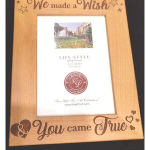 KATE POSH We Made A Wish And You Came True Natural Engraved Wood Frame 5x7